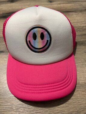 NWT Pink and White Smiley Trucker Hat